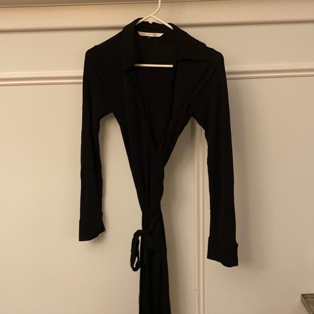 black wrap dress, diane von furstenberg